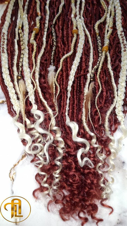 613 Blonde Ginger Curly End SE Braid Plaits Twist Set 100 Piece Set Kit Crochet Boho Mermaid Dread Hair Wrap Extensions Single Loop Dread