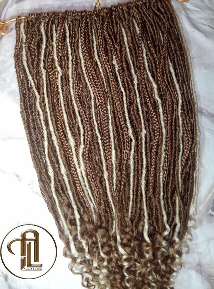 Single End blonde SE 75 Piece Set Straight wavy dreads textured braid Bohemian synthetic dreadlock Soft Boho Dread Braid Hair Extension