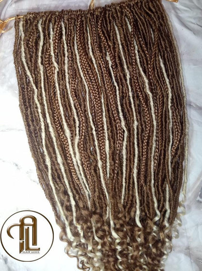 Single End blonde SE 75 Piece Set Straight wavy dreads textured braid Bohemian synthetic dreadlock Soft Boho Dread Braid Hair Extension