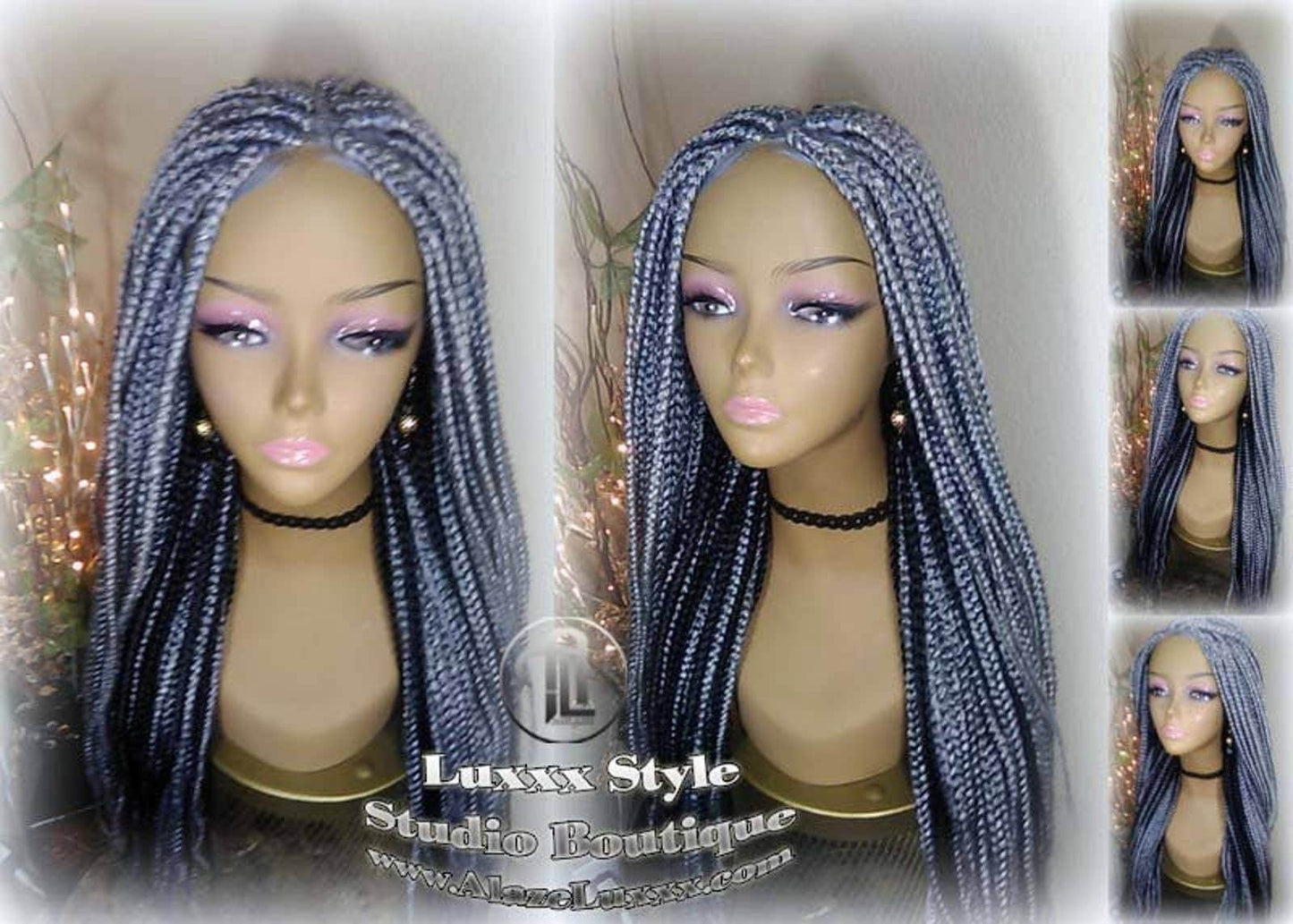 Braid Lace Wig Box Braid 44 51 Wig Storm Long Grey Gray Silver Lace Closure Baby Hair Medium Straight Glueless! Pre Stretched Braiding