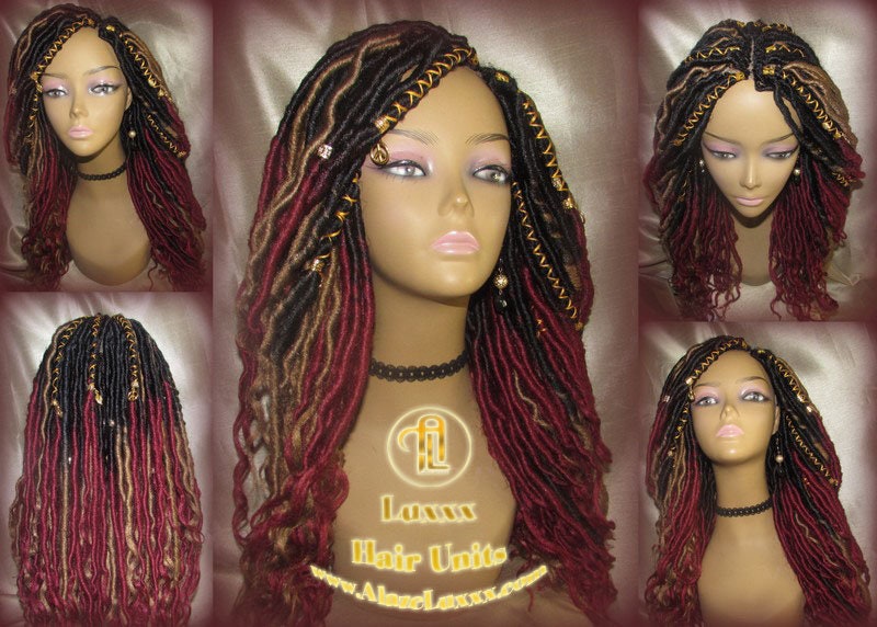 Red Burgundy 1b 530 Long Ombre Goddess Locs Fire Goddess Honey Blonde 27 Marley Synthetic Braided Wig