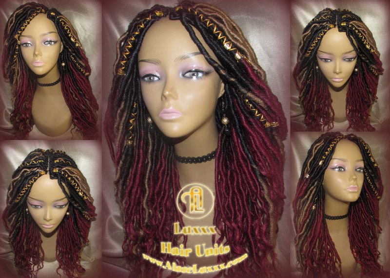 Red Burgundy 1b 530 Long Ombre Goddess Locs Fire Goddess Honey Blonde 27 Marley Synthetic Braided Wig