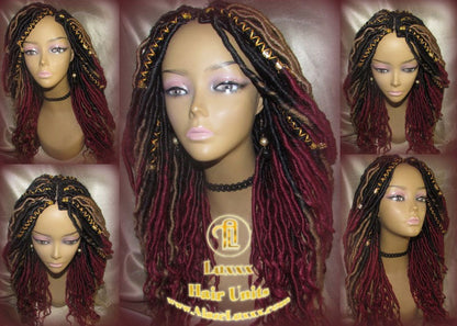 Red Burgundy 1b 530 Long Ombre Goddess Locs Fire Goddess Honey Blonde 27 Marley Synthetic Braided Wig