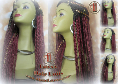 Red Ombre Lemonade Fulani Cornrow Braid Wig French Braids Feed in Braids Swim Wig Gym Wig Kardashian Fulani Beyonce Tribal Goddess Braids