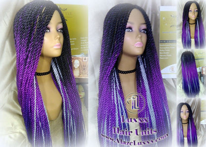 Long Ombre Purple Senegalese Twist Wig Lakers Long Small braid Kobe Bryant Ombre Mermaid Cosplay EDC Festival Carnival Vacation Wig