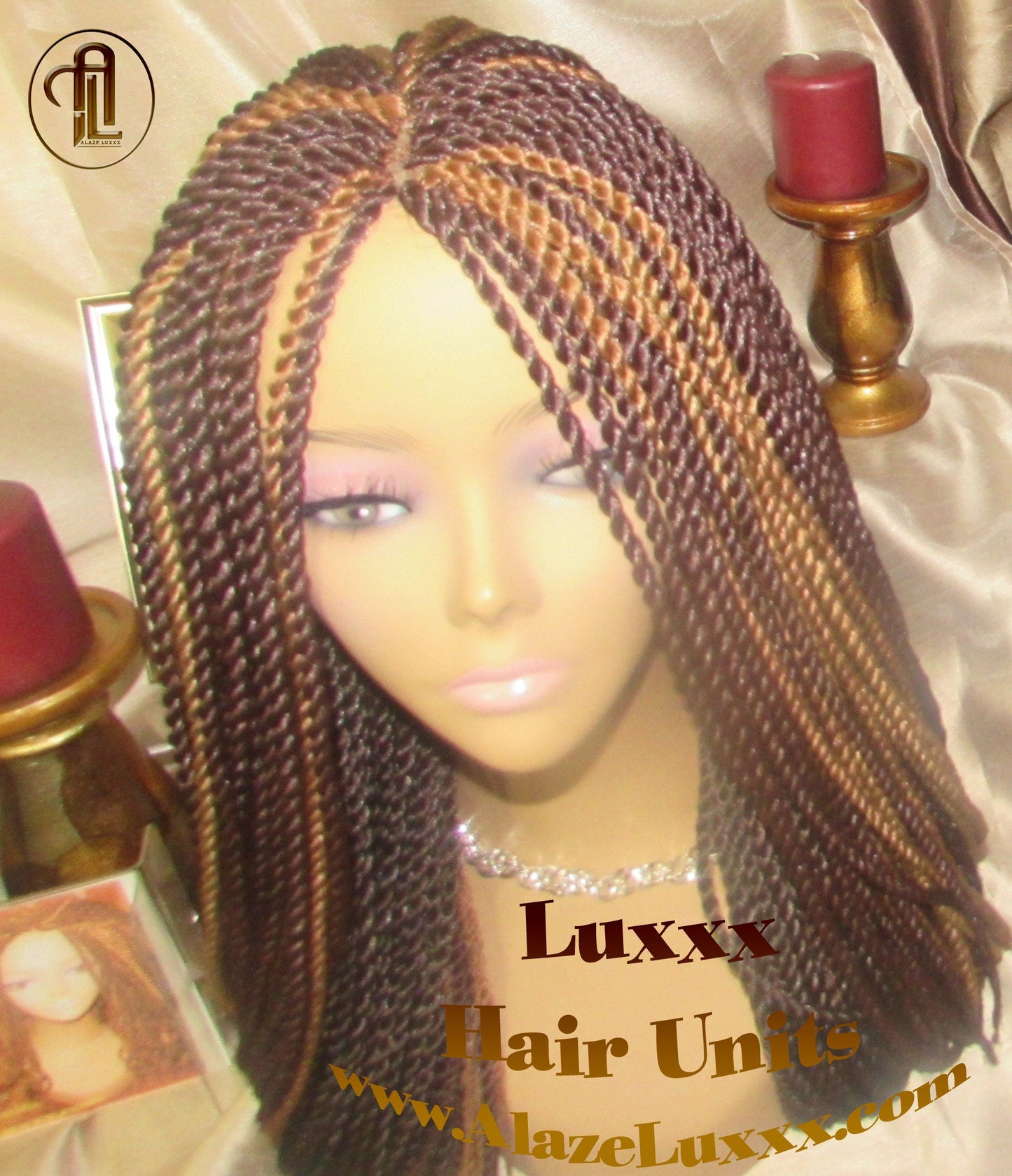 Straight Senegalese Twist Wig Unit Ready2Ship: HOT 22' Unique Rare Wine 33/27/4 Long   Alopecia Natural Small Twist Crochet Braided Braiding