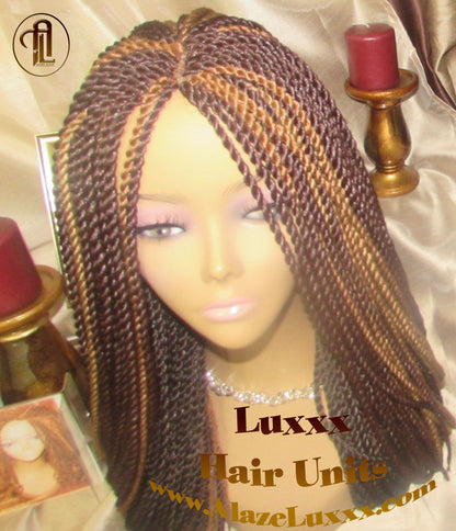 Straight Senegalese Twist Wig Unit Ready2Ship: HOT 22' Unique Rare Wine 33/27/4 Long   Alopecia Natural Small Twist Crochet Braided Braiding