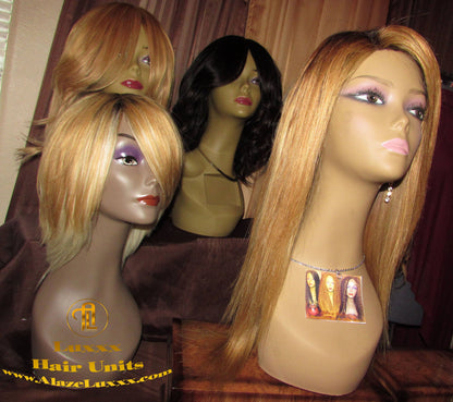 Dark Roots Honey Blonde 16 In' Straight Long  Auburn 27/613 Ombre Custom Color Virgin Hair Unit Lace FrontWigs Kim Khloe Kardashian Wig Look