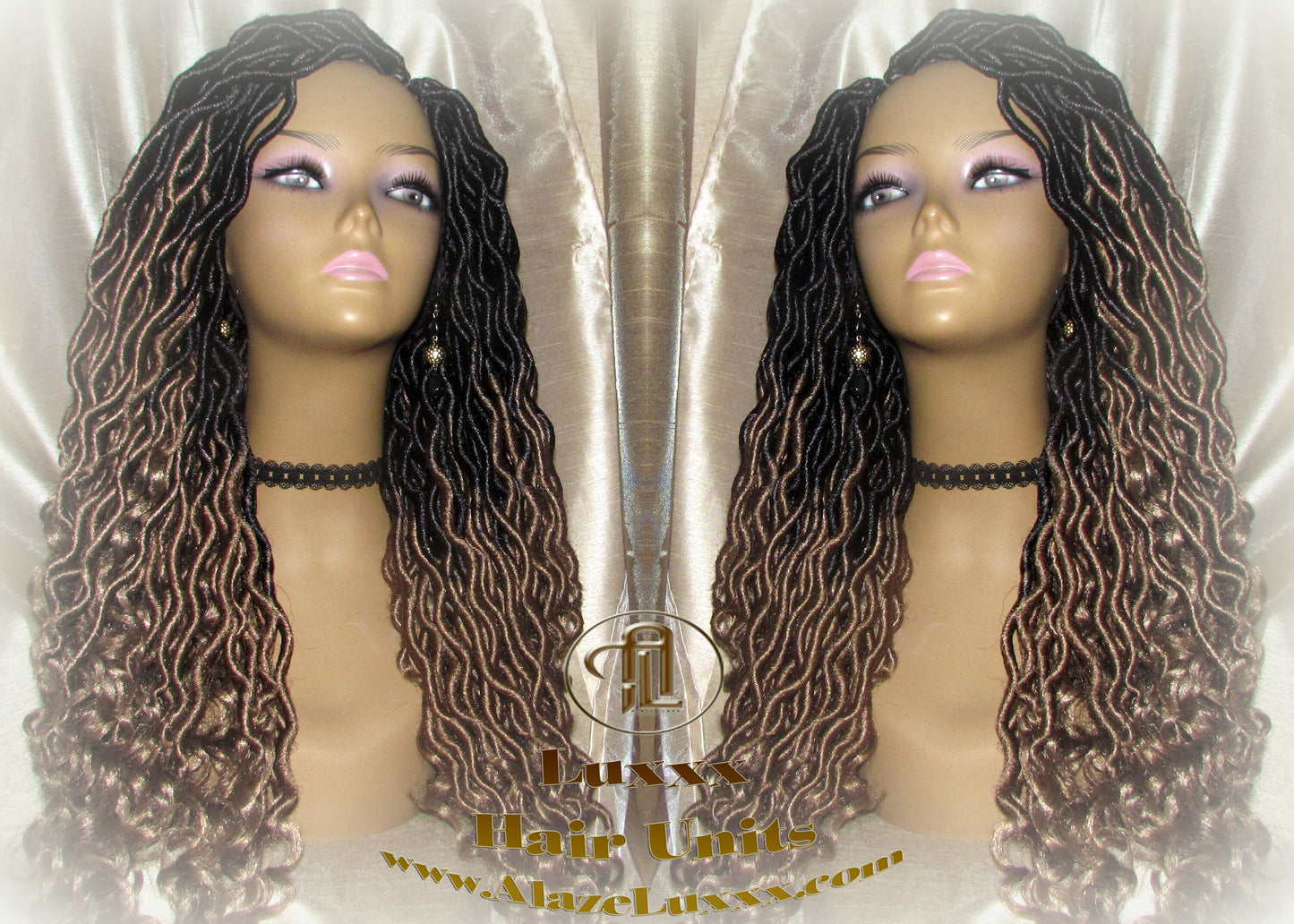 Goddess Faux Locs Gypsy Boho Ombre Black Blonde Long Synthetic Dreads Curly Wavy Cosplay Carnival Festival Braid Wig Alopecia Thinning Hair