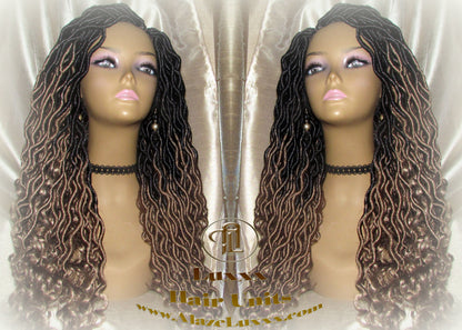 Goddess Faux Locs Gypsy Boho Ombre Black Blonde Long Synthetic Dreads Curly Wavy Cosplay Carnival Festival Braid Wig Alopecia Thinning Hair