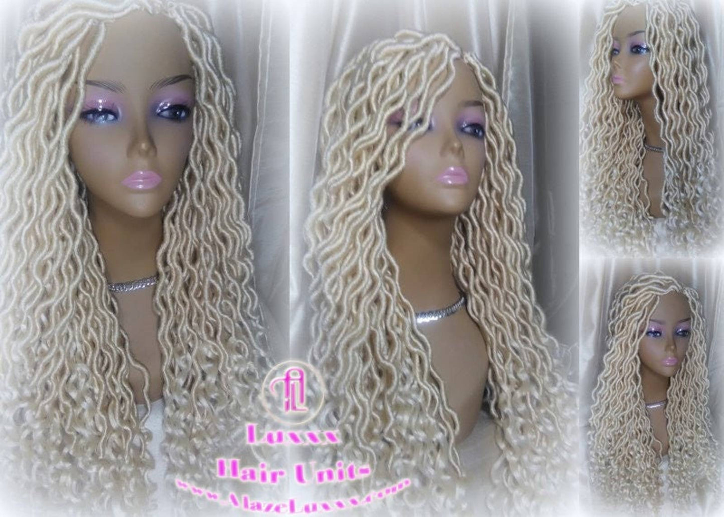 Platinum Blonde Braided Wig Gypsy Bohemian Boho Goddess Faux Dread Locs Wig Unit! Blonde #613 Marley Dred Lock Wig Crochet Messy Hair Wig