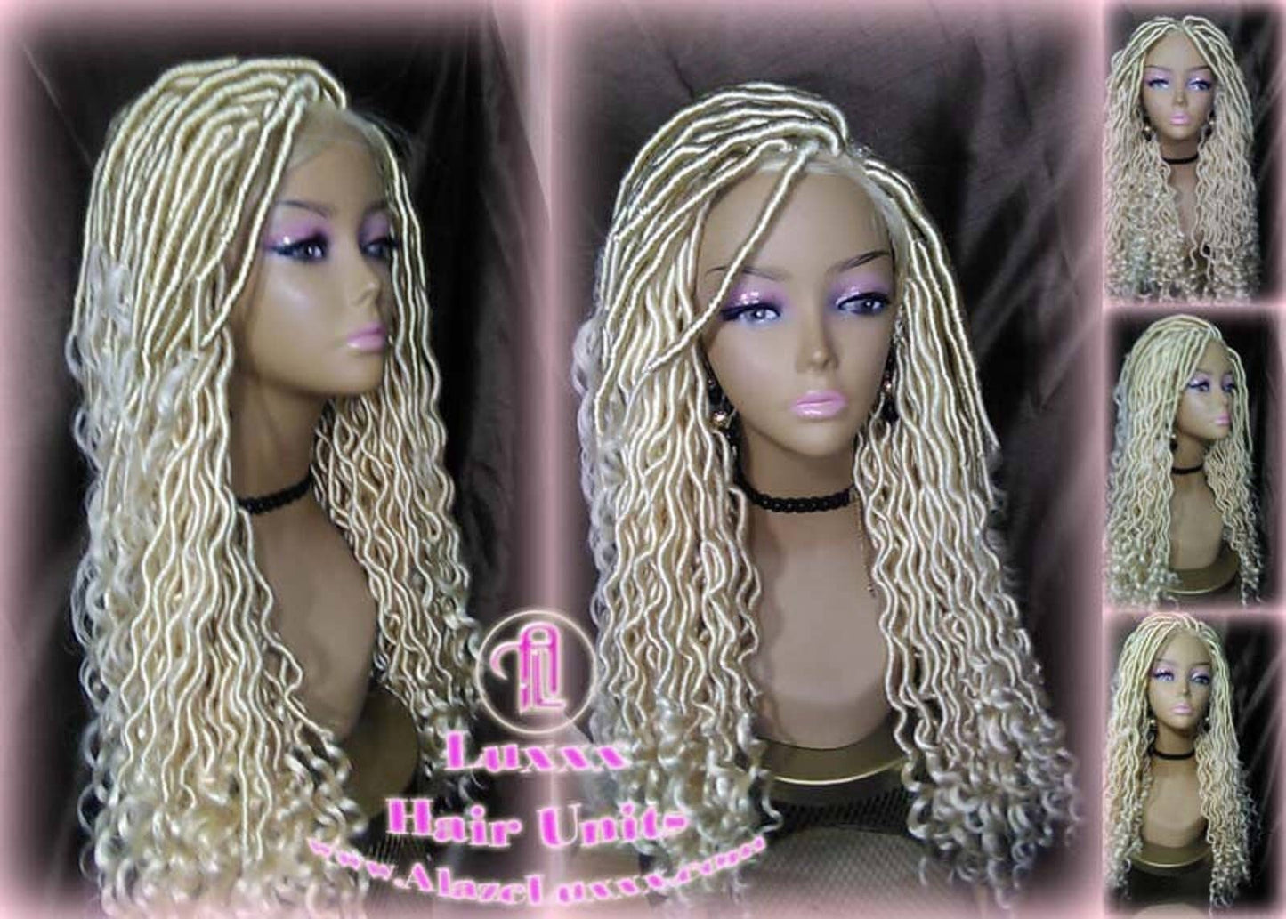 Boho 613 Boho Braid Wig Bohemian Lace Closure Wig Platinum Blonde Goddess Faux Locs Baby Hair Gypsy