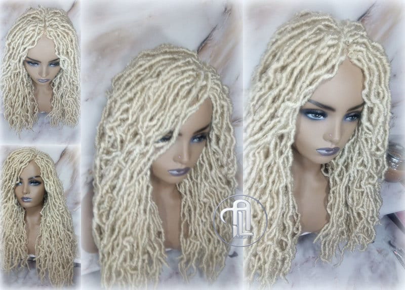 Nu Locs Distressed Soft Locs Platinum Blonde Braided Wig Gypsy Bohemian Boho 613 Goddess Faux Dread Locs Faux Locs