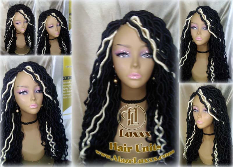 Dread Wig Black Blonde 613 Black Dread Gypsy Bohemian Boho Long Wavy Goddess Faux Locs Platinum DE SE Dred Lock Braided Wigs Distress