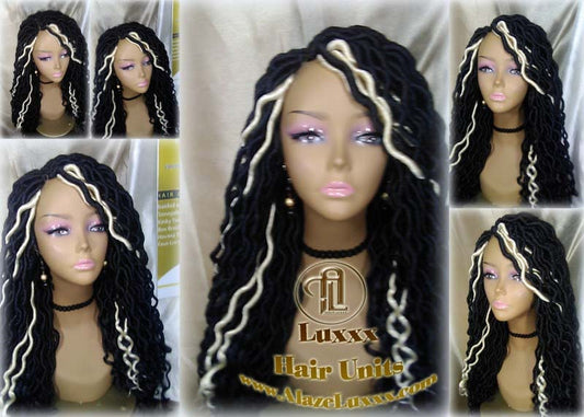 Dread Wig Black Blonde 613 Black Dread Gypsy Bohemian Boho Long Wavy Goddess Faux Locs Platinum DE SE Dred Lock Braided Wigs Distress