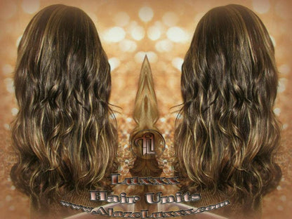 Brown Blonde Balayage Virgin Hair Unit Wig Lace Front Straight Hair Side Bang Layered HUMAN Hair Summer Spring Summer Winter Wigs Alopecia
