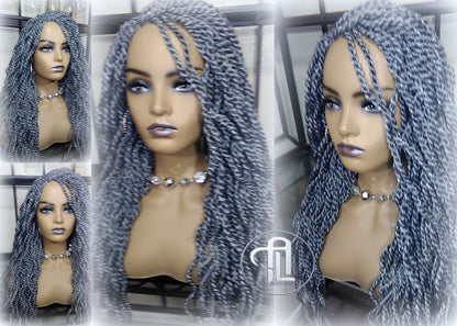Senegalese Twist Wig Salt Pepper  44 51 Long Wavy Curly Grey Silver Braids Long Straight Small Storm Twist Platinum Braids woc wig