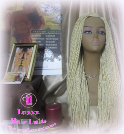 Senegalese Twist Twisted Braid Wig 613 Blonde Long Straight Small Braids Wig 24in Crochet Loc Braiding Platinum African Braided Wig