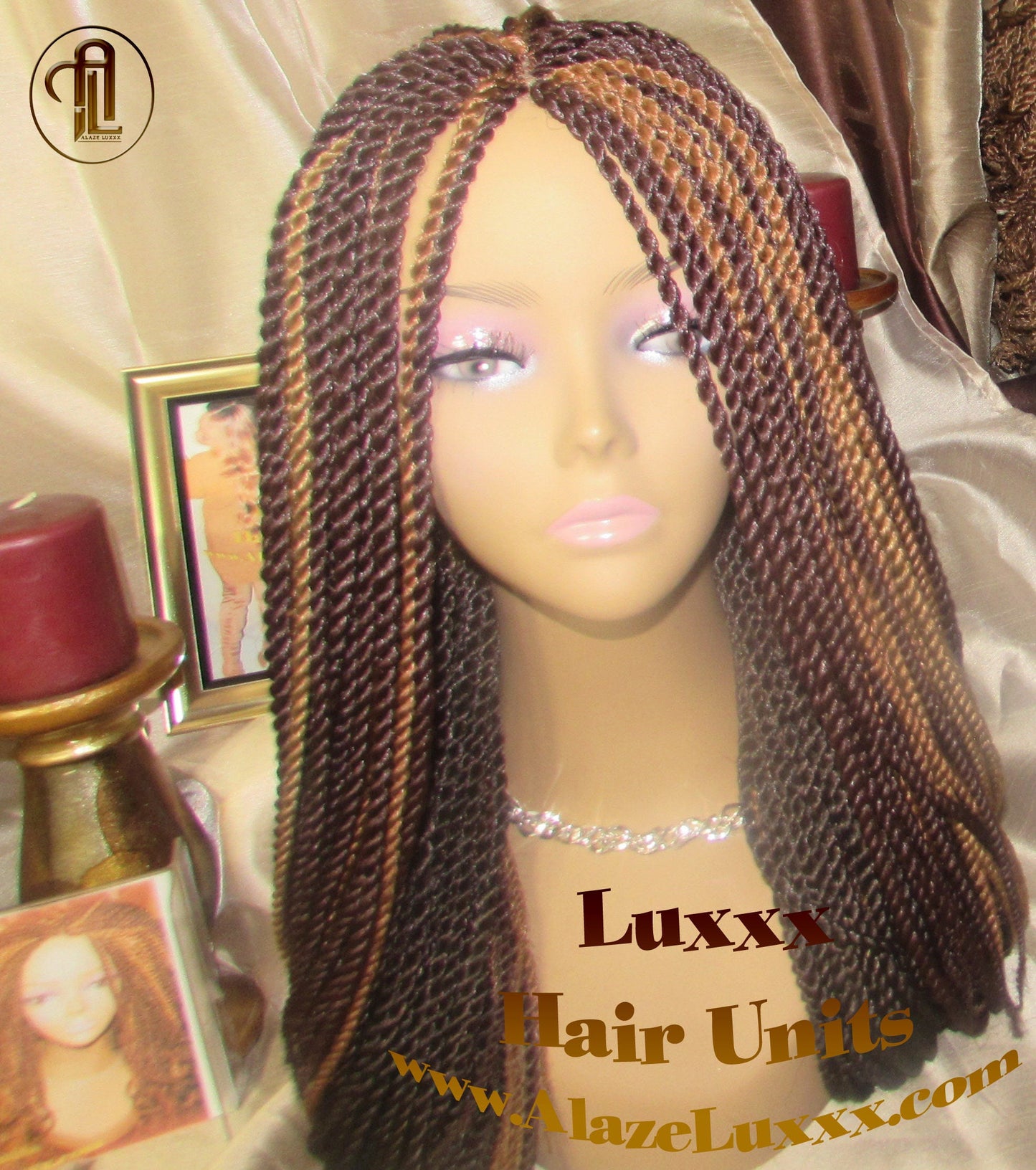 Straight Senegalese Twist Wig Unit Ready2Ship: HOT 22' Unique Rare Wine 33/27/4 Long   Alopecia Natural Small Twist Crochet Braided Braiding