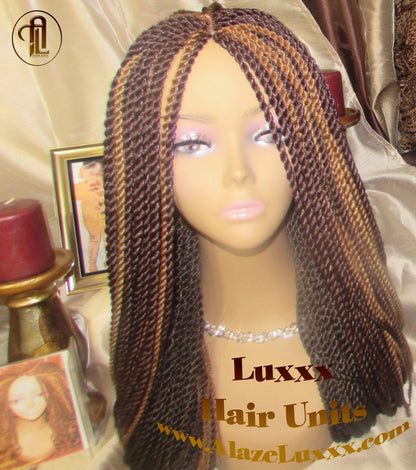 Straight Senegalese Twist Wig Unit Ready2Ship: HOT 22' Unique Rare Wine 33/27/4 Long   Alopecia Natural Small Twist Crochet Braided Braiding