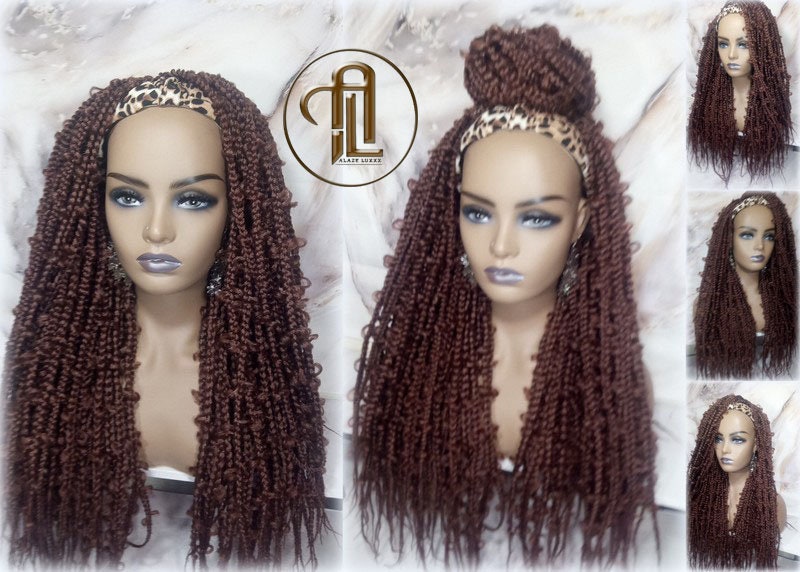 Headband Wig Butterfly Jungle Braids  Brown 30  Box Braids Gypsy Bohemian Boho Wig Blonde Long Straight Waterfall Hair Braided Wig