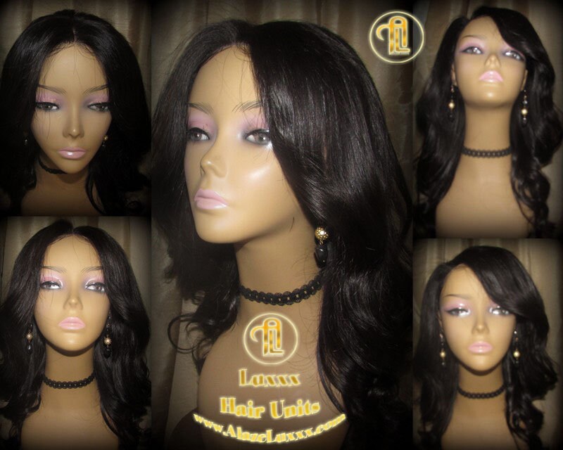 Virgin Hair Unit WIG Free Part 16 Inch Lace Front Wigs Virgin Hair Lace Short Black Lace Closure Wigs straight curled Alopecia wig maker
