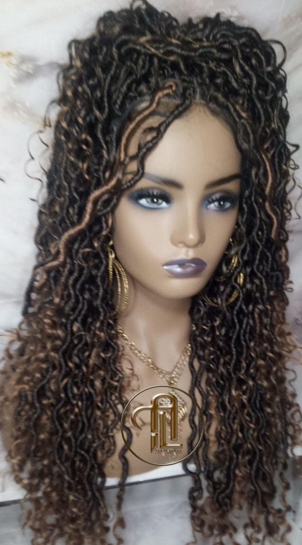 Full Lace River Goddess Loc Wig Distressed Dread Baby Hair Wigs Brown Blonde Faux  Long Wavy Blonde Tips End 27  Hair Bohemian Boho Gypsy