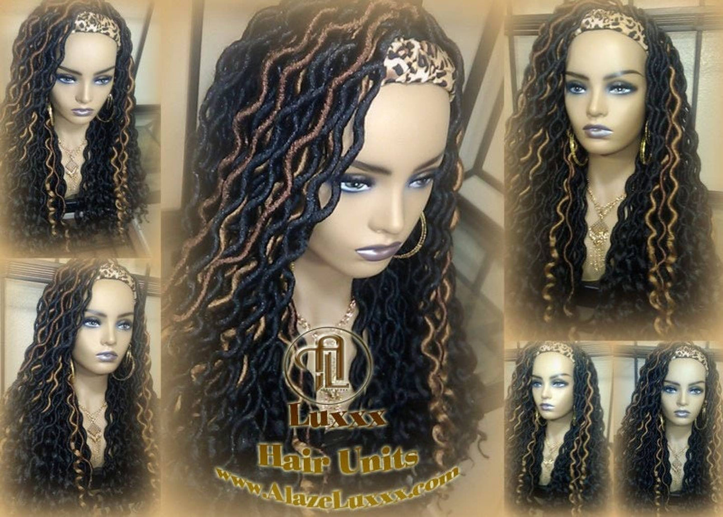 Headband Wig Black 1B 27 30 Brown Goddess Faux Loc Wavy Hair Bohemian Boho Gypsy Braided Wigs Same Day Shipping
