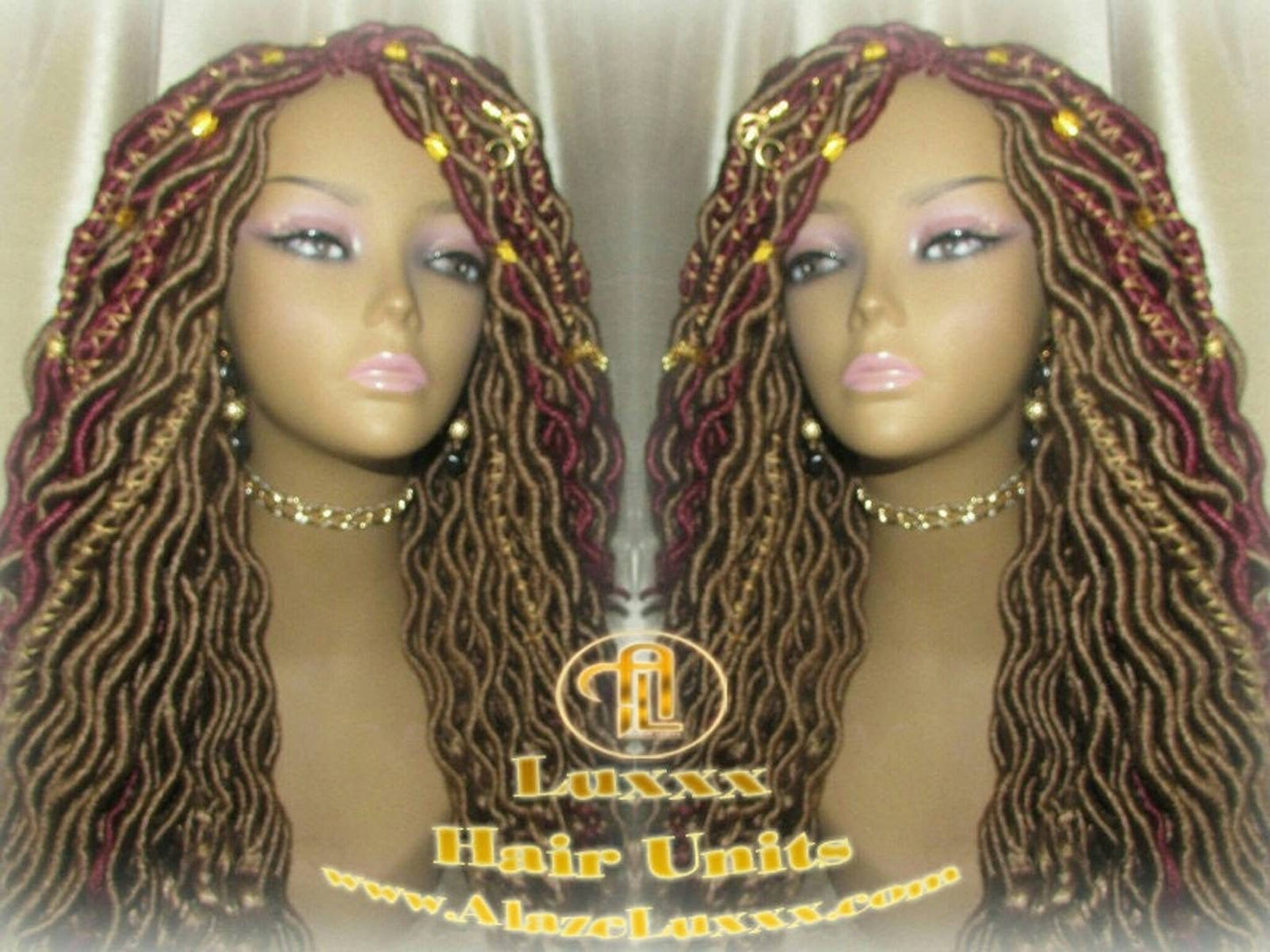 Goddess Faux Loc Wig Gold Honey Blonde 27 Marley Crochet Synthetic Dread Dred Red Burgundy 530 Ombre Box Braids Kinky Twist Hair Braided Wig