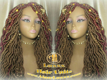 Goddess Faux Loc Wig Gold Honey Blonde 27 Marley Crochet Synthetic Dread Dred Red Burgundy 530 Ombre Box Braids Kinky Twist Hair Braided Wig