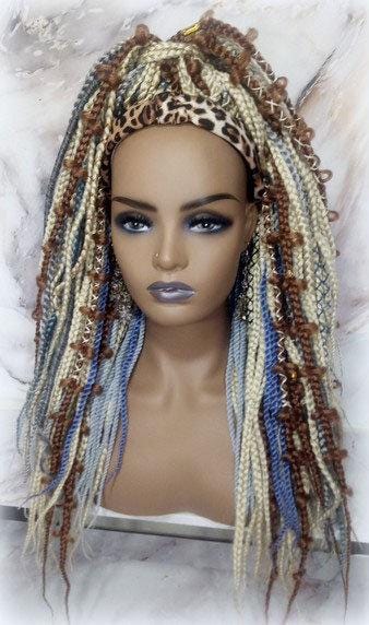 Headband Wig Blonde 613 Platinum 27 Honey Blue Box Braids Gypsy Bohemian Boho Wig Blonde Long Straight Hair Fall Viking Braided Wig