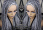 Box Braid 44 51 Wig Grey Gray Black 1b Silver Metallic Chrome Lace Baby Hair Storm Long Medium Straight Glueless! Braid Lace Wig