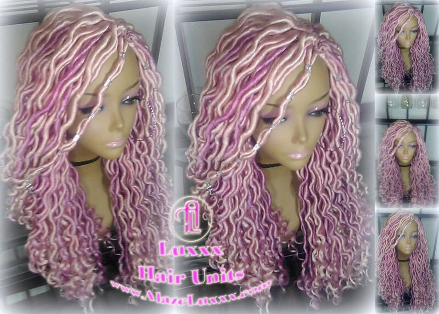 Pink Dreadlock Mermaid Wig Goddess Faux locs braided Synthetic hair Hot Pink Light Pink wig pink extensions stage hair gypsy Boho
