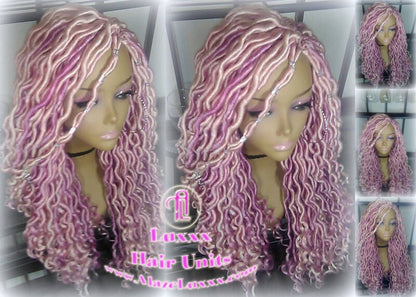 Pink Dreadlock Mermaid Wig Goddess Faux locs braided Synthetic hair Hot Pink Light Pink wig pink extensions stage hair gypsy Boho