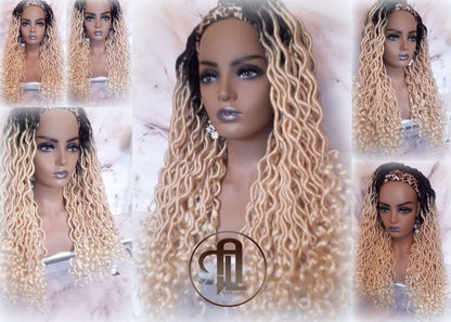 Headband Wig Gypsy Bohemian 613 Goddess Faux Dread Wig 1B Black Blonde Ombre Dark Roots Marley Dred Lock Platinum Braided Wig