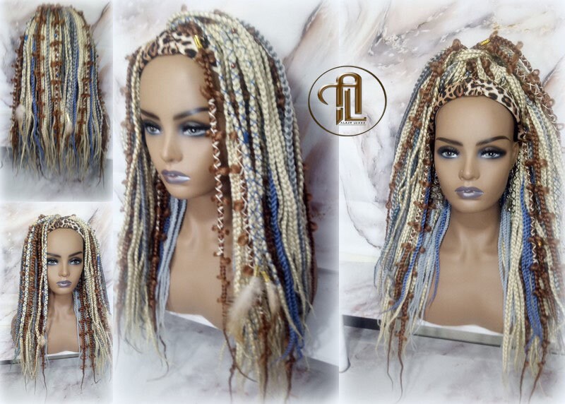 Headband Wig Blonde 613 Platinum 27 Honey Blue Box Braids Gypsy Bohemian Boho Wig Blonde Long Straight Hair Fall Viking Braided Wig