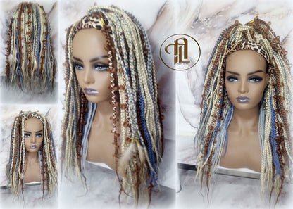 Headband Wig Blonde 613 Platinum 27 Honey Blue Box Braids Gypsy Bohemian Boho Wig Blonde Long Straight Hair Fall Viking Braided Wig