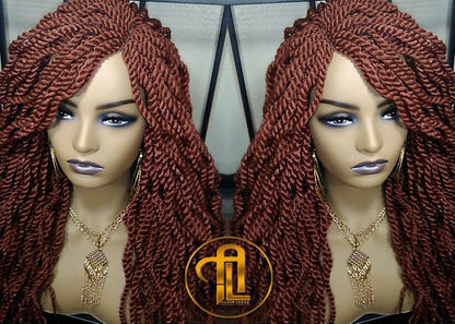 Senegalese Twist Wig Auburn 350 Reddish  Long Wavy Curly  Braids Long Straight Medium Twist Braids woc wig Burnt Orange Ready to ship