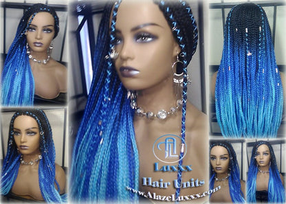 Cornrow Black Blue Ombre Lemonade Braid Wig French Braids Feed in Braids Box Braids Mermaid Unicorn Rainbow Hair