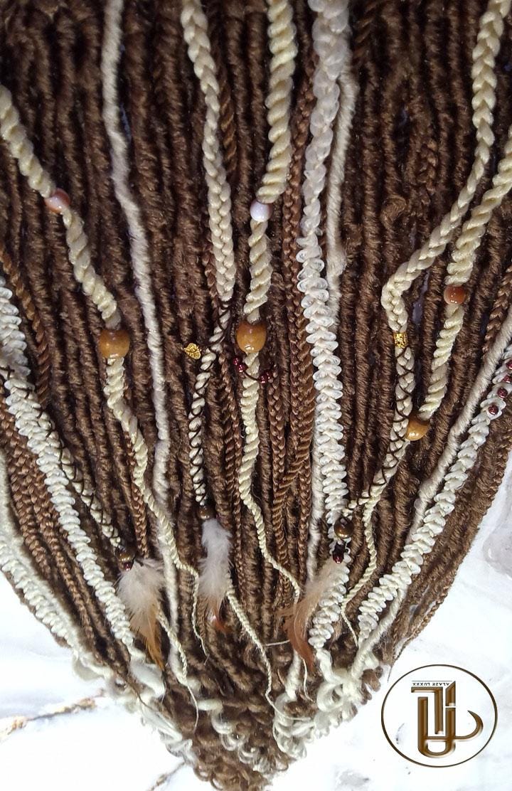 Brown Blonde Set Soft boho Bohemian dreadlocks textured braids wavy dreads  SE Full set Curls dreads and Braids Dragon Braids