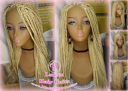 Box Braid Wig Blonde 613 Platinum Lace Baby Hair Unit Small Medium Straight Glueless! Braid Lace Wig Xpressions Hair