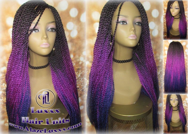 Ombre Black Pink Purple 24 Inch Long Soft Crochet Ombre High Temperature Braids Hair Synthetic Braiding Hair Extension Lakers