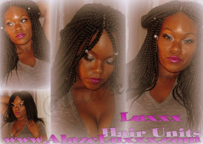 Box Braid Wig Unit 16 NEW Natural Look! Handmade Large Medium ! Glueless Lace Finish! 16' Large Silky Individual Hair Braiding Zillions HOT