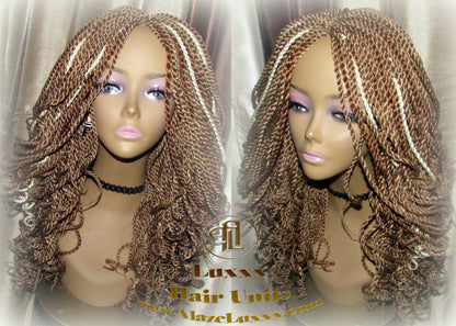 Straight Curled Senegalese Twist WigBlonde Platinum Bombshell 18' Auburn 27 30 613 Curly Alopecia Natural Kinky Marley Braided Braiding Wig