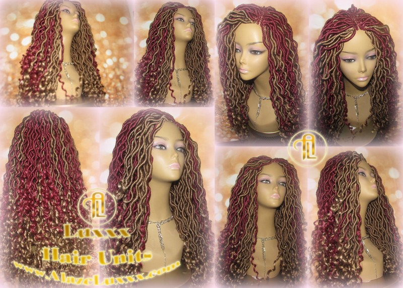 Goddess Faux Locs Red Long  Burgundy 530 Hair  Blonde 27 Marley Crochet Synthetic Dread Extension DE SE Loc Lock Boho Bohemian Festival Rave