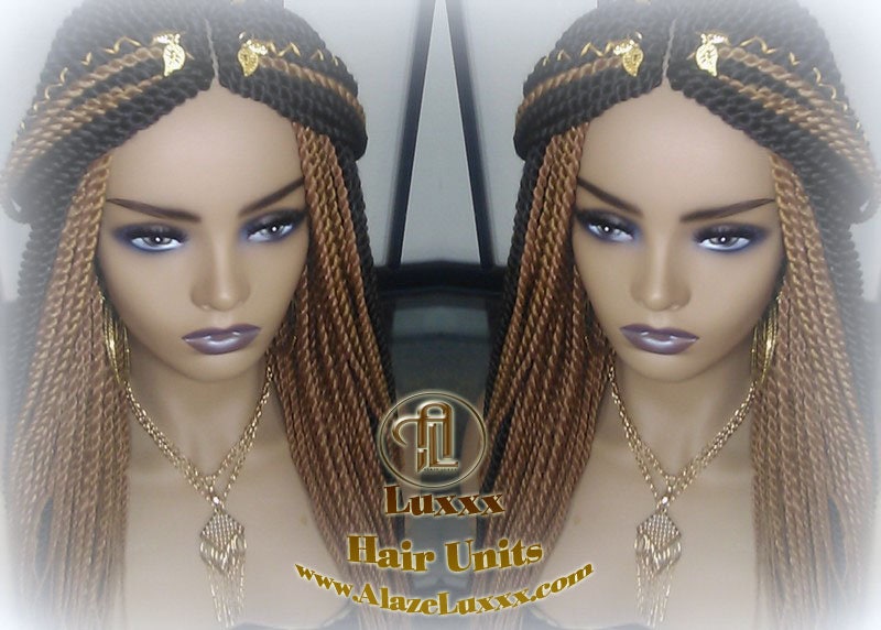 Straight Senegalese Twist Wig Unit! Medium Small Short Blonde Brown #4 #27 Crochet Twist Braided Wig 2tone honey blond hair Alopecia wig