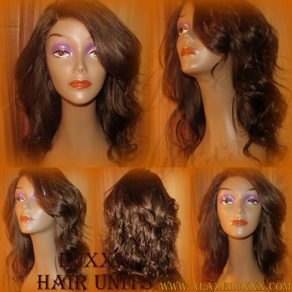 Virgin Hair Wig Unit Side Bang Free Part Lace Front Straight Hair Brown middle part Layered HUMAN Hair Extension Wigs Winter Cute Wigs