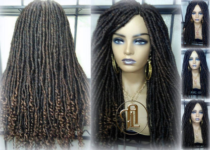 Long Straight Black Brown 30 Goddess Faux Locs Kinky Curly Ends Dread Wig Gypsy Faux Synthetic Dred Loc Bohemian Boho Ready to Ship