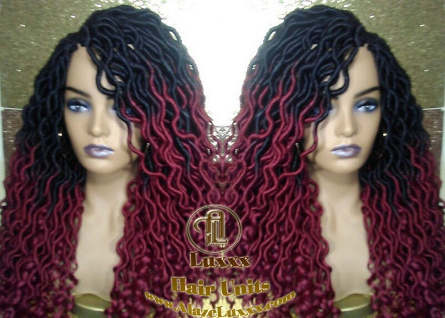 Ombre Goddess Locs Fire 530 Goddess Festival Hair Red Burgundy 1b Marley Crochet Synthetic Dread Dred Loc Lock Wig Unit Braided