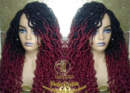 Ombre Goddess Locs Fire 530 Goddess Festival Hair Red Burgundy 1b Marley Crochet Synthetic Dread Dred Loc Lock Wig Unit Braided